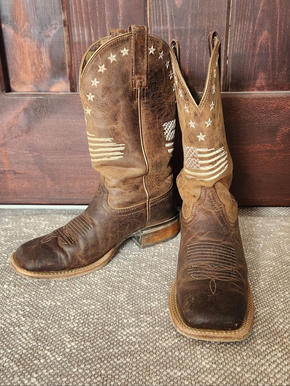 Ariat Womens Circuit Patriot Square Toe Flag Embroidered Cowboy Boots Size 6.5